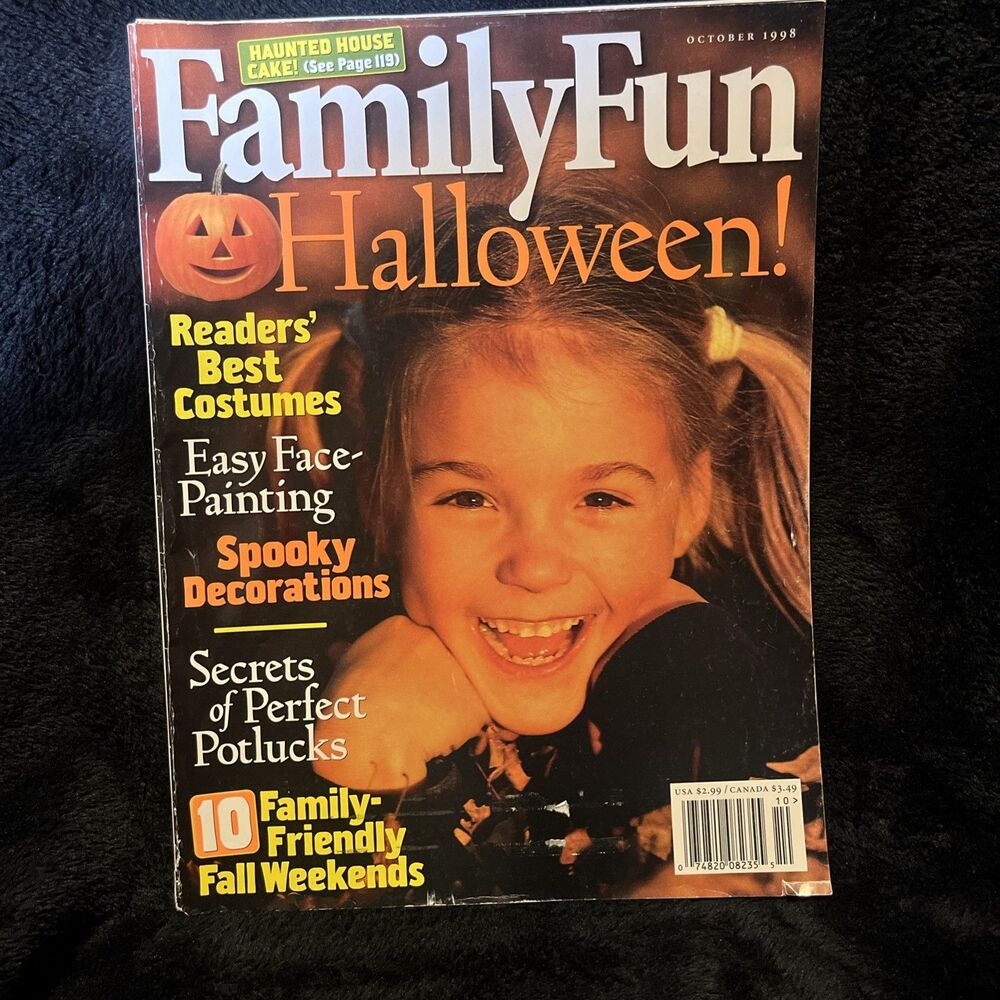 FAMILY FUN Magazine October 1998 Halloween Haunted House Cake Best Costumes